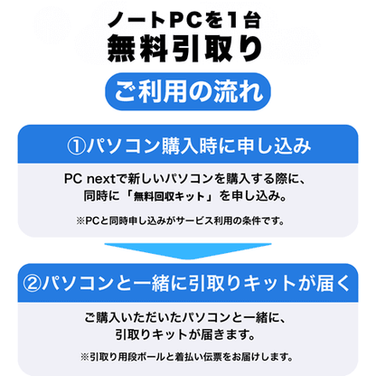 ノートパソコン無料回収キット｜PC同時申し込み限定